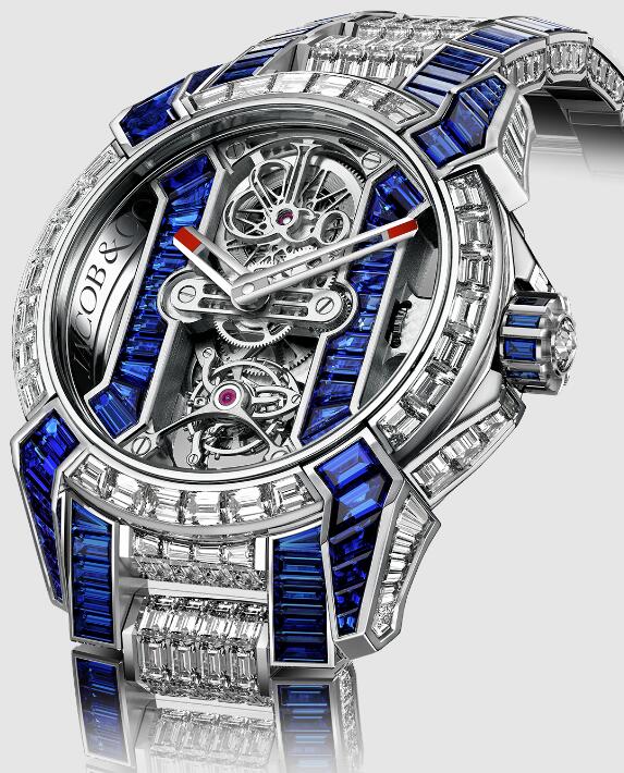 Jacob & Co EX500.30.BD.BB.A30BB EPIC X TOURBILLON SKELETON BLUE SAPPHIRES DIAMOND BRACELET replica watch